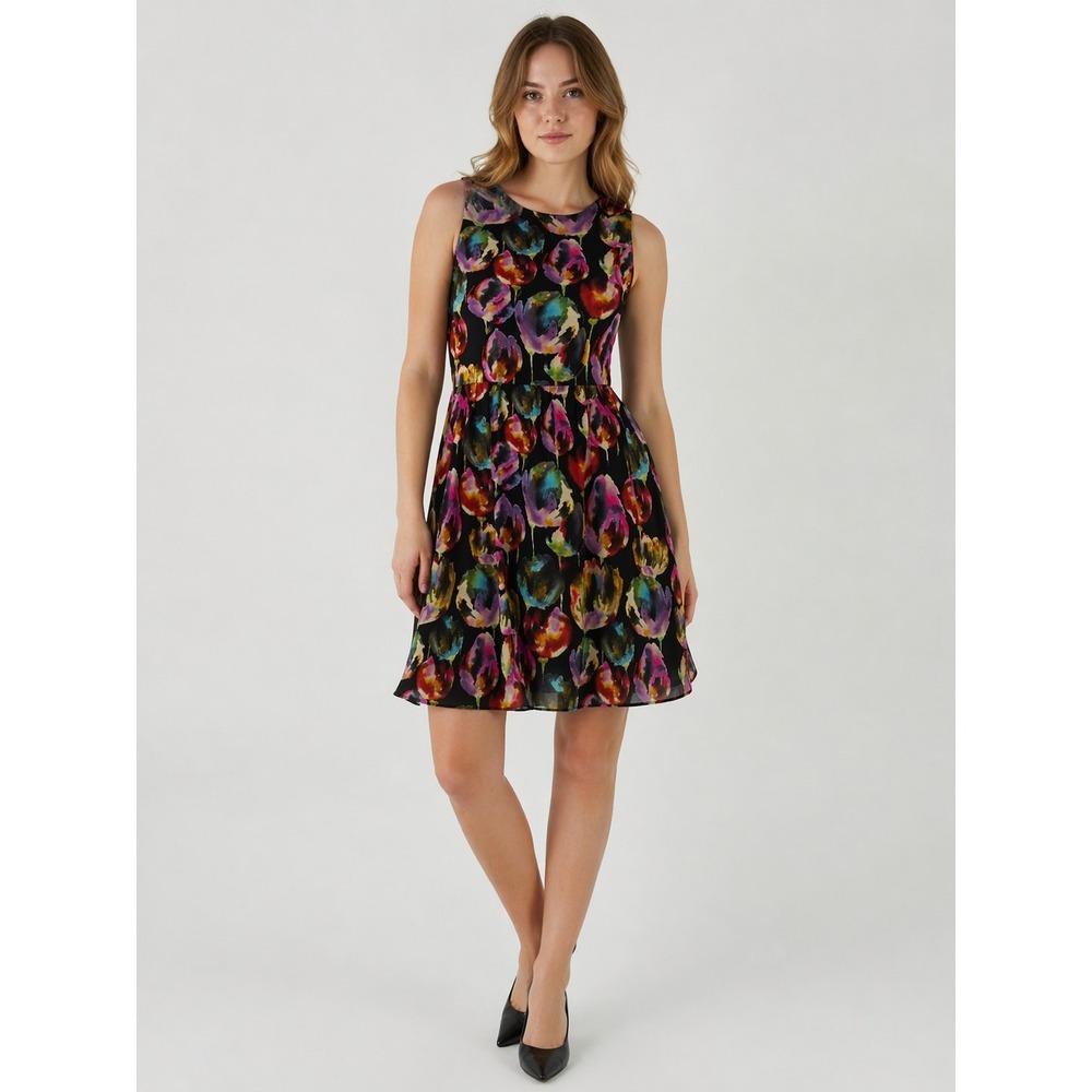 MM Couture Dark Floral Fit & Flare Dress Sleeveless Black M Dark Fairy Grunge - Picture 2 of 8